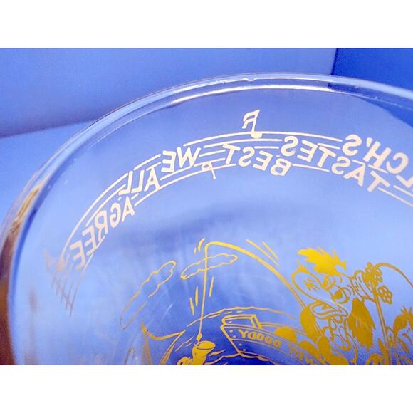 1953 Howdy Doody Welch's Juice Glass Mr Bluster Clarabell Fishing FLAW READ - Picture 4 of 11